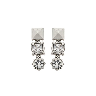 Brinco Pendente Midi Strass Ravello Prata