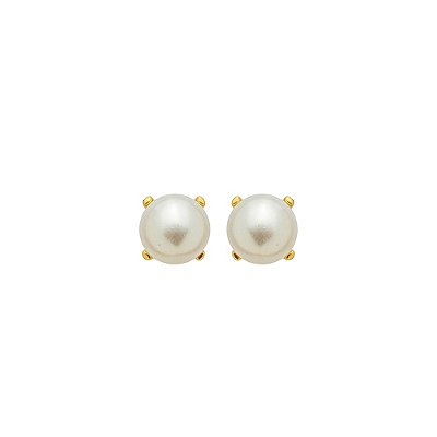 Brinco Pérola Perla Ouro 10mm Clássico