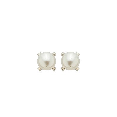 Brinco Pérola Perla Prata 10mm Clássico