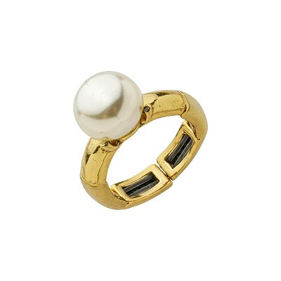 Anel Pérola Perla Ouro 12 Mm