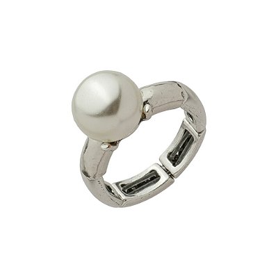 Anel Pérola Perla Prata 12 Mm