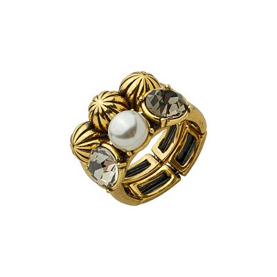 Anel Duplo Perla Ouro