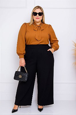 Calça Limited Pantalona Juliete Preta Plus Size