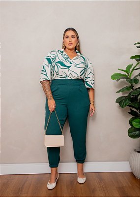 Calça Safira Verde Petróleo Plus Size