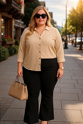 Calça Flare de Bengaline Plus Size
