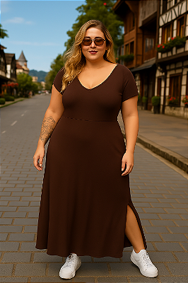 Vestido Aurora Marrom Plus Size