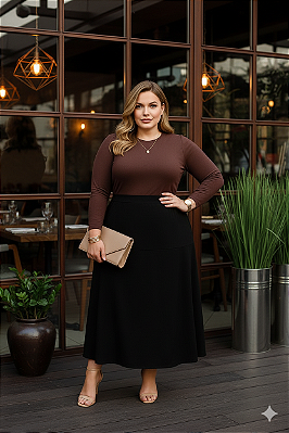 Blusa Classic Manga Longa Marrom