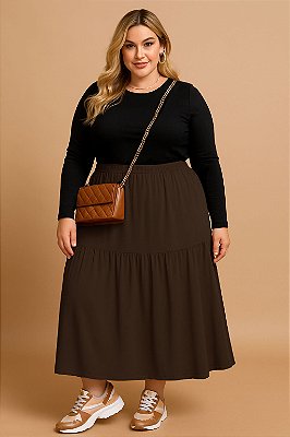 Saia Alemã Marrom Plus Size