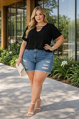 Blusa Work Black Plus Size