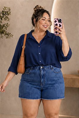Camisa Marinho Plus Size