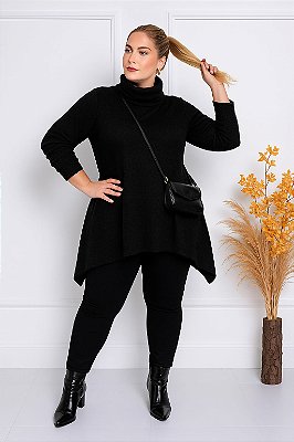 Poncho de Lanzinha Zurick Black Plus Size