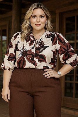 Camisa de Viscolinho Larissa Plus Size