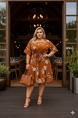 Vestido de Viscolinho Vivere Plus Size