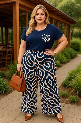 Calça Pantalona de Malha Viscolycra Safira