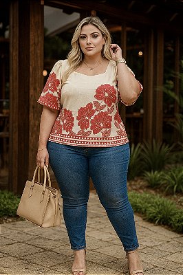 Blusa de Viscolinho Bela Plus Size