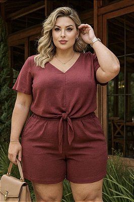 Bkusa Califórnia Marsala Plus Size