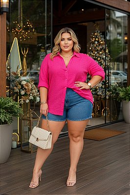 Camisa Ilhéus Pink Plus Size