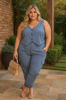 Colete de Alfaiataria com Botões Plus Size