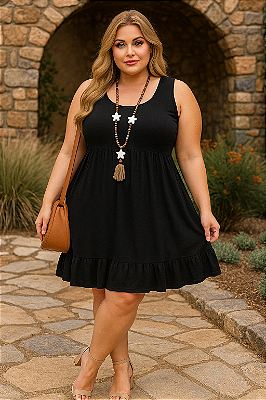 Vestido Los Angeles Preto Viscolycra Plus Size