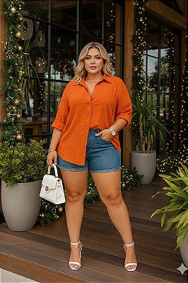 Camisa Ilhéus Orange Plus Size