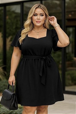 Vestido Mirela Viscolycra Preto Plus Size