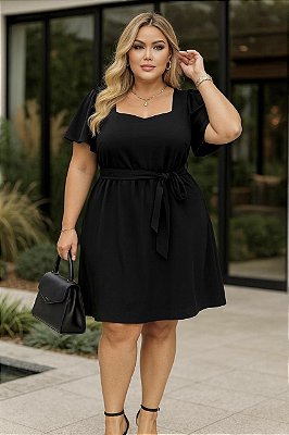 Vestido Mirela Viscolycra Preto Plus Size