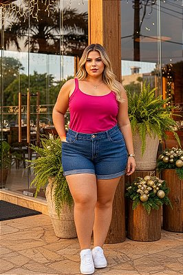 Regata de Malha Pink Plus Size