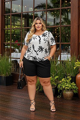 Blusa Cecília Black White Plus Size