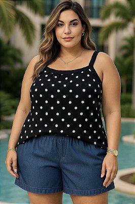 Regata Mariah Poá de Viscolinho Plus Size