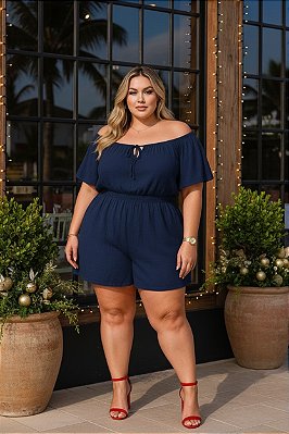 Macaquinho Ciganinha Marinho Plus Size (new)