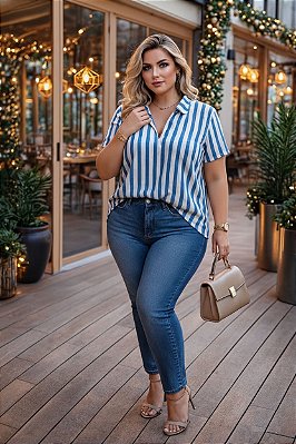 Camisa de Listras Azul Jeans