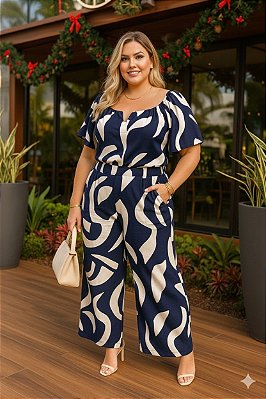 Blusa Estampada Helena Blue Plus Size