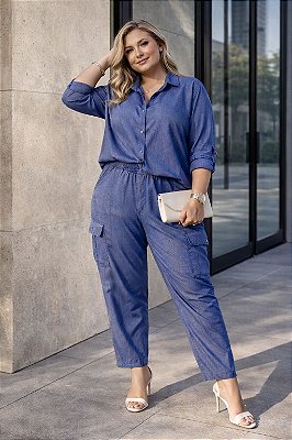 Calça Jeans Tencel com Elastano Plus Size