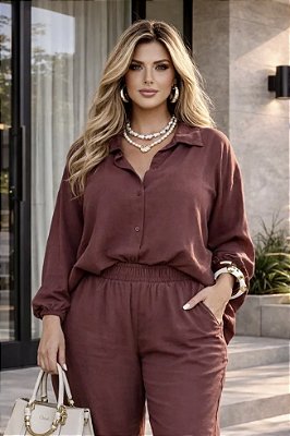 Camisa Maya de Viscolinho Plus Size