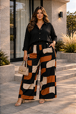Calça Glamour de Viscolinho Plus Size PROMO