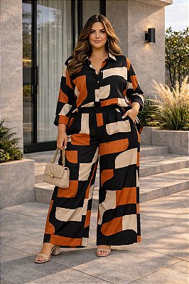 Calça Glamour de Viscolinho Plus Size