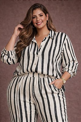 Camisa Realeza de Viscolinho Plus Size