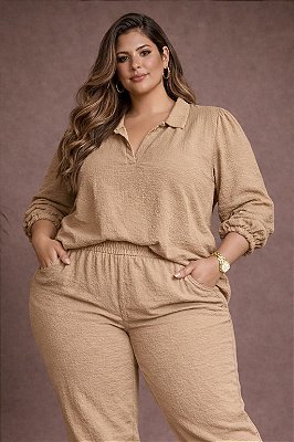 Blusa Helena Bege Plus Size