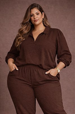 Blusa Helena Marrom Plus Size