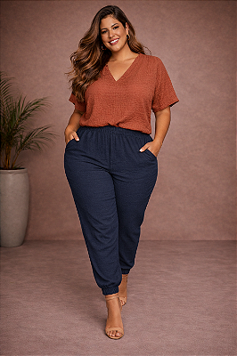M Blusa Tech Terracota Plus Size