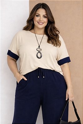 Blusa Vitória de Moletinho Marinho Plus Size