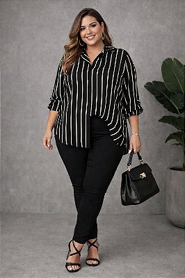 Calça Karen Slim de Bengaline Preto Plus Size