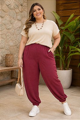 Calça jogger marsala Plus SIze