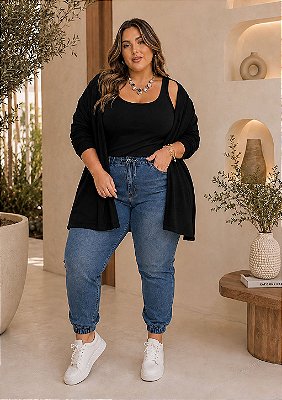 Cardigan de Lanzinha Black Rebeca Plus Size