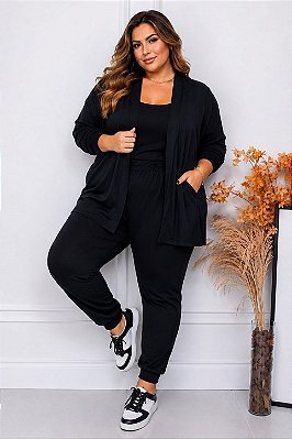 Cardigan de Lanzinha Black Rebeca Plus Size