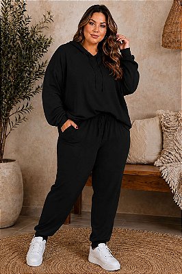 Calça Jogger de Lanzinha Preto Inverno Plus Size