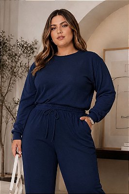 Blusa de Lanzinha Marinho Inverno Plus Size