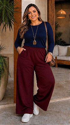Calça PANTALONA de Moletinho Vinho July Plus Size
