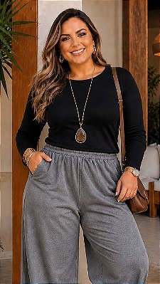 Blusa Basics Manga Longa Prets Plus Size