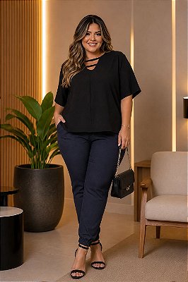 Blusa Work Preta Plus SIze